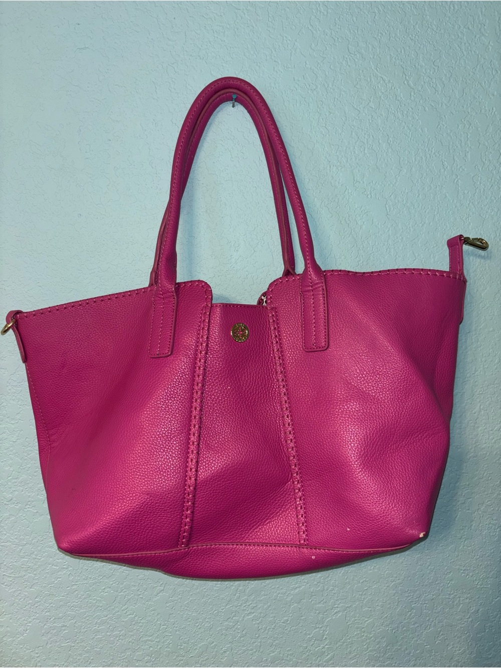 Kate Landry pink leather tote bag